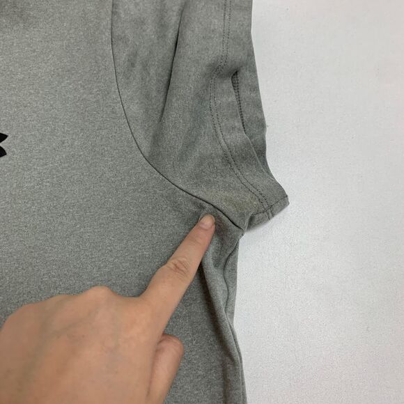 Under Armour T Shirt Womens L Large Gray Tech V Neck Tee Athletic Short Sleeve - Picture 6 of 11